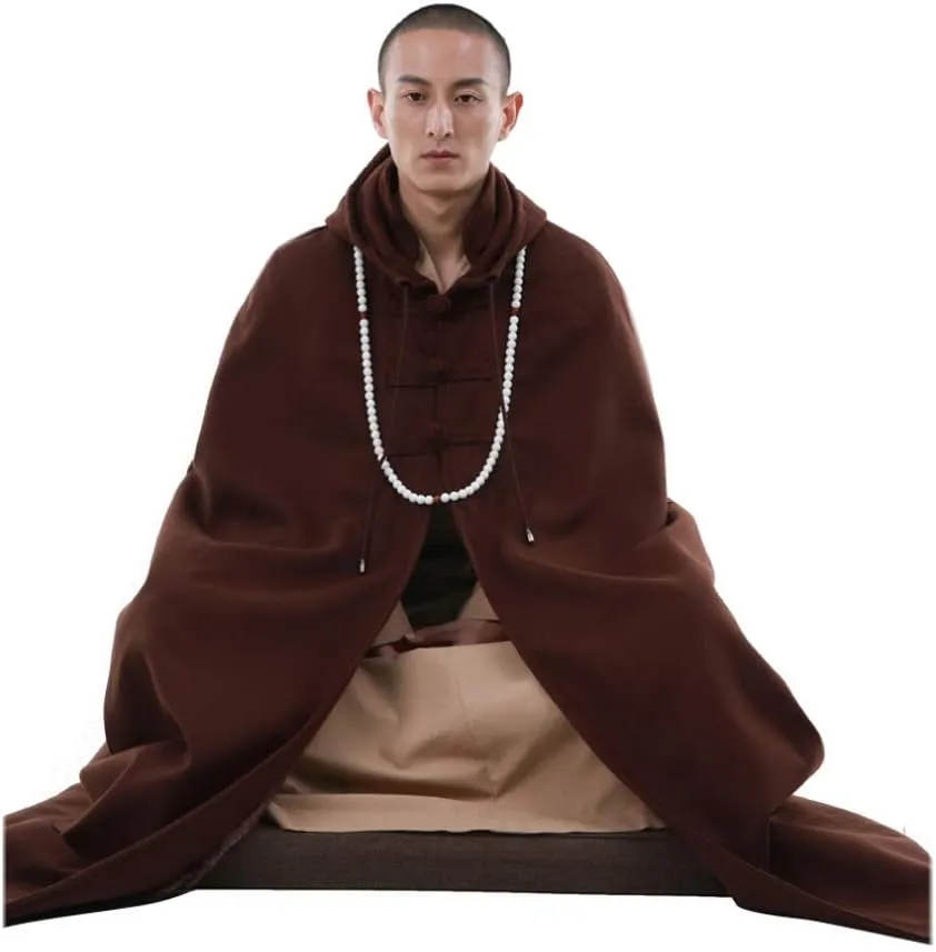 ZanYing Meditation Buddhist Thickened Hooded Cloak Monk Outfit