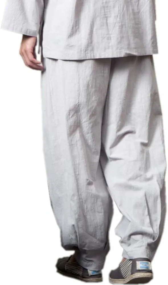 ZanYing Men Casual Yoga Taichi Pants Summer Loose Monk Pants