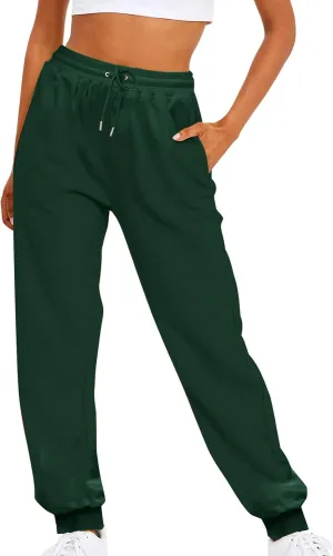 ZDRZK Womens Pants Casual Fleece Baggy Lace-Up Elastic Waist Jogger Sweatpants Bunched Feet Workout Lounge Trousers