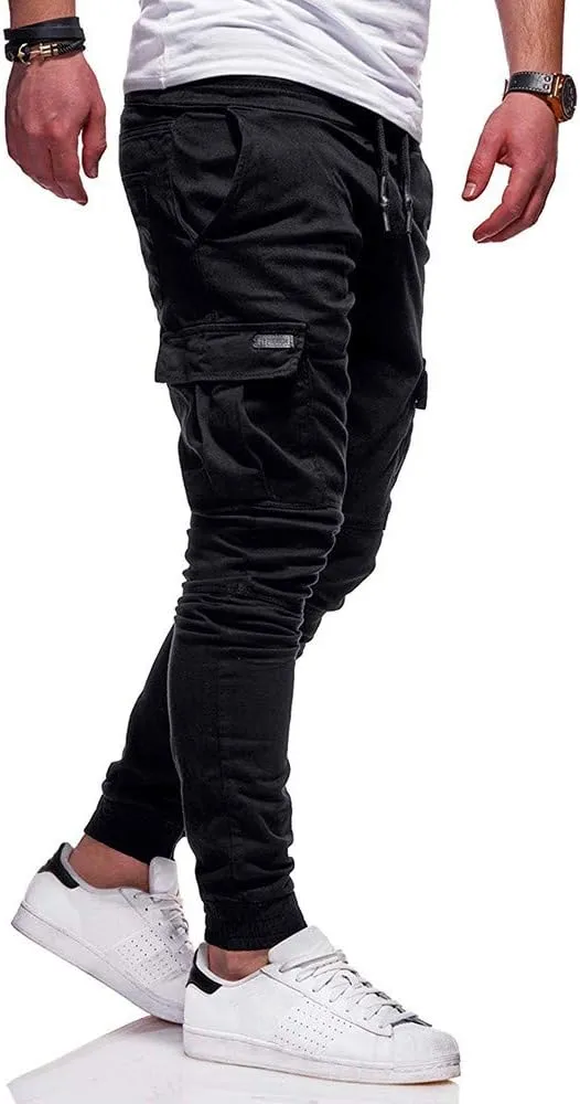 ZHUER Mens Slim Fit Sweatpants Cargo Pants Stretch Elastic Waist Jogger Pants Fashion Casual Chino Pants 2023 Fall Winter