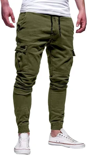 ZHUER Mens Slim Fit Sweatpants Cargo Pants Stretch Elastic Waist Jogger Pants Fashion Casual Chino Pants 2023 Fall Winter