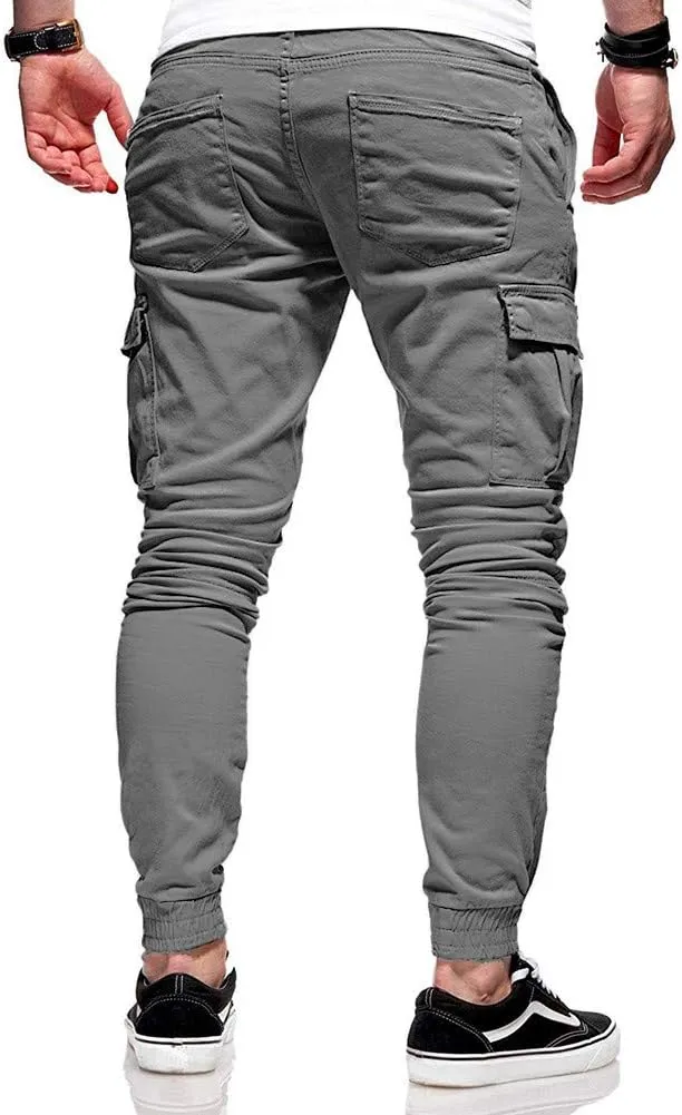 ZHUER Sweatpants Men Slim Fit Chino Cargo Pants Stretch Elastic Waist Jogger Pants Fashion Casual Pants 2023 Fall Winter