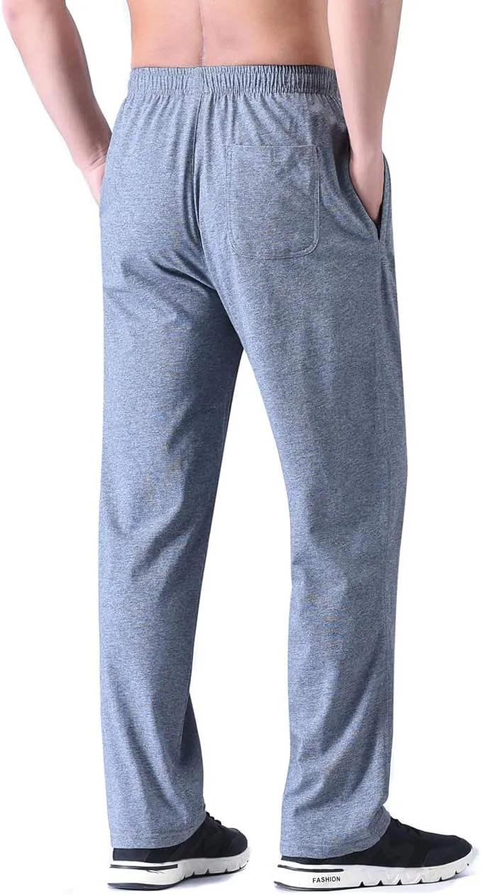 Zoulee Men's Front Zip Open-Bottom Sports Pants Sweatpants Trousers